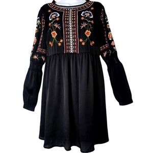 Altar'd State‎ Black Embroidered Dress S Whimsygoth Witchy Boho Festival Cottage